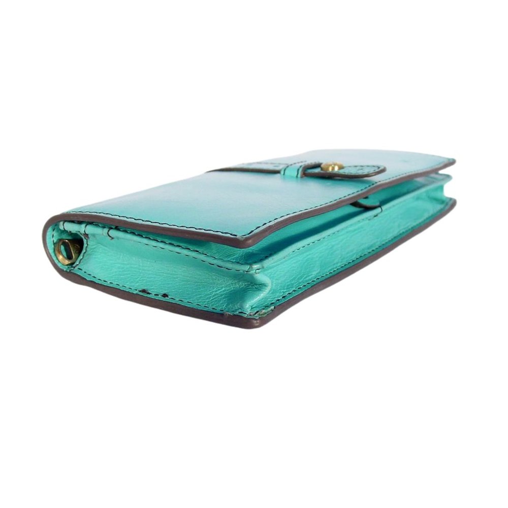 HOBO Alta $98 Aqua Leather Bi-Fold Clutch Organizer Wallet - Picture 3 of 10